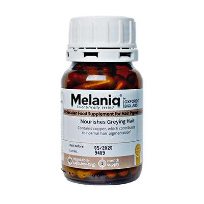 Молекулярна добавка для відновлення кольору сивого волосся Oxford Biolabs Melaniq 90 капс 10102 фото